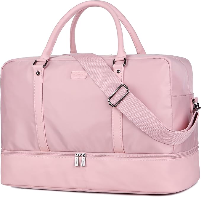 Baosha Vegan Leather Large Travel Duffel Tote Bag Carry On Weekender Overnight Bag With Shoe Compartment HB-38
