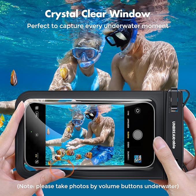 UNBREAKcable IPX8 Waterproof Phone Pouch 2-Pack, Double Space Waterproof Phone Case for iPhone 15 16 17 Pro Max up to 7", Cellphone Dry Bag with Lanyard for Beach Kayak Cruise Travel Essentials