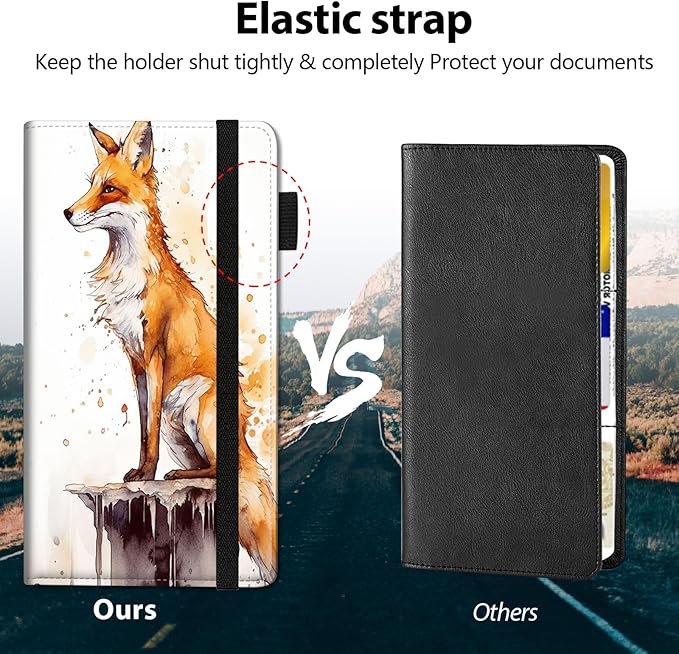 Car Registration and Insurance Holder, Leather Car Glove Box Organizer, Cool Car Accessories for ID, Driver's License Cards & Essential Document,business cards,Men&Women,Flowers/Skulls