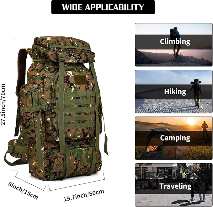 Hiking Backpack for Men 70L/100L Camping Backpack Military Rucksack Molle 3 Days Assault Pack for Climbing