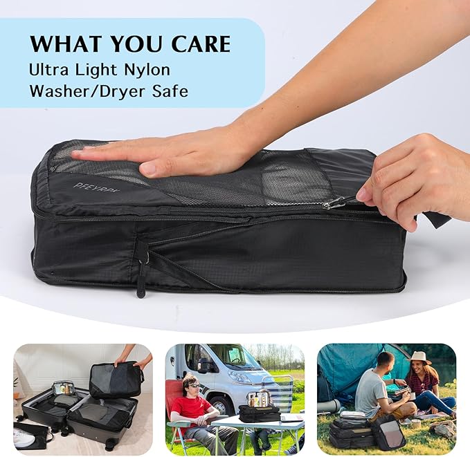 Lightweight Compression Packing Cubes for Suitcases, Compressible Expandable Travel Packing Organizer with Clear Toiletries and Backpack Bag, Travel Essentials for Carry on Luggage 7 Set