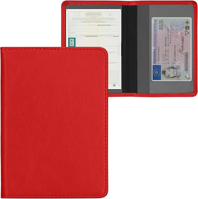 kwmobile Registration and Insurance Holder - Car Document Holder for Vehicle Documents and Cards - PU Leather - Black