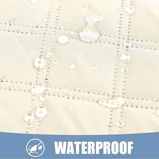 Smiry Waterproof Dog Bed Cover Pet Blanket, Soft Washable Dog Blanket for Furniture Bed Couch Sofa Reversible, Checkered (52"x82", Beige/Beige)