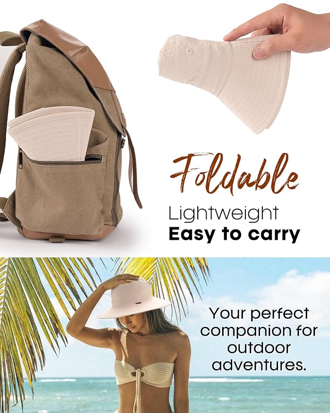 FURTALK Sun Hats for Women with Ponytail Hole Men Beach Hiking UPF 80+ Foldable Hiking Summer UV Protection Bucket Hats