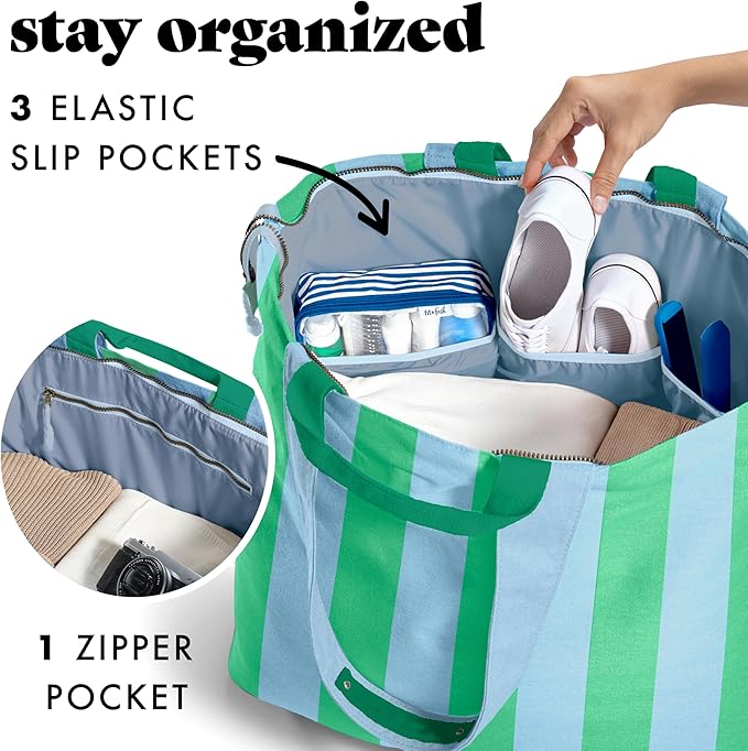 Fit & Fresh Large Beach Bag for Women - Extra Large Travel Tote With Pockets