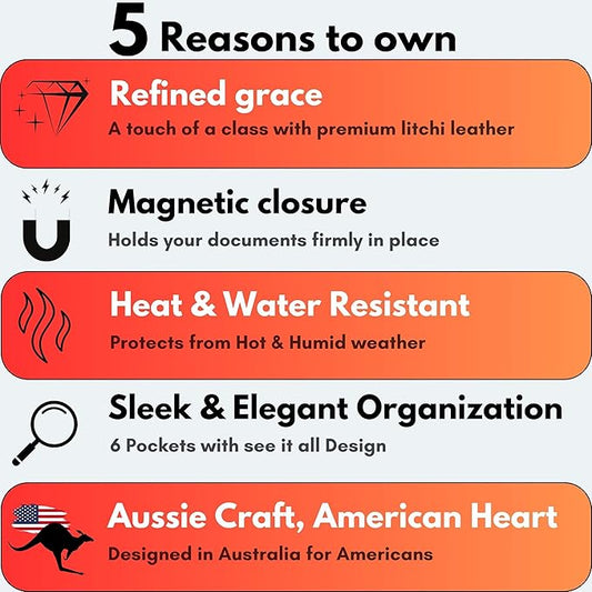 Premium Leather Magnetic Shut Car Registration & Insurance Card Holder, Glove Box Organizer for License, Cards & Documents: Beige