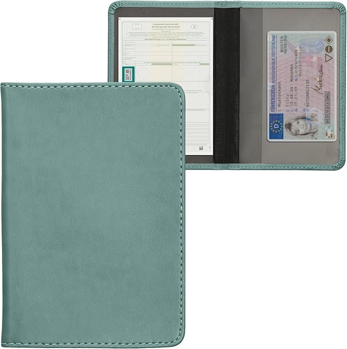 kwmobile Registration and Insurance Holder - Car Document Holder for Vehicle Documents and Cards - PU Leather - Black