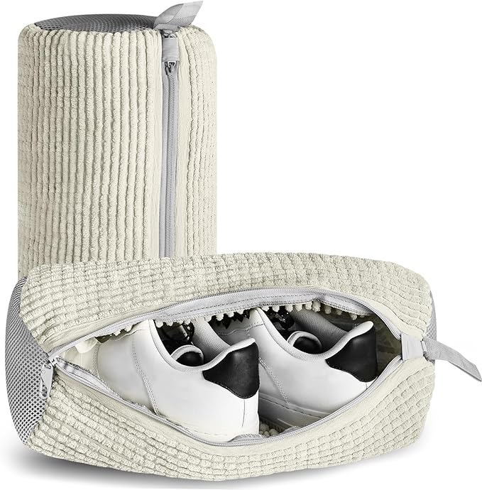 Shoe Washing Machine Bag 2PCS Shoe Laundry Bag for Washer and Dryer Deep Clean for Tennis Shoes, Sneakers and Slippers with Self-locking Zipper (Beige)