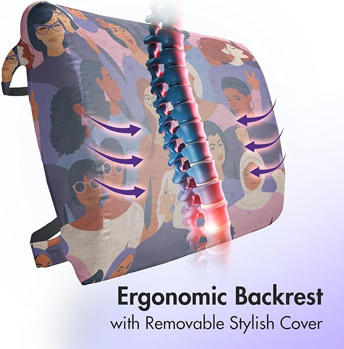 Ambesonne Feminist Lumbar Back Support Pillow, Female of Diverse Ethnics or Backgrounds Assembled Together Empowerment, High Density Foam for Office Chairs Car Seats, 14" x 13", Purple