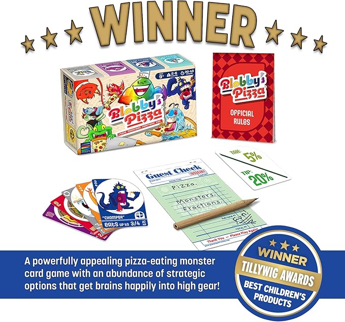 Semper Smart Games Blobby's Pizza Math Card Game: Crazy Fun Strategic Pizza Eating Contest Between Cute Monsters!