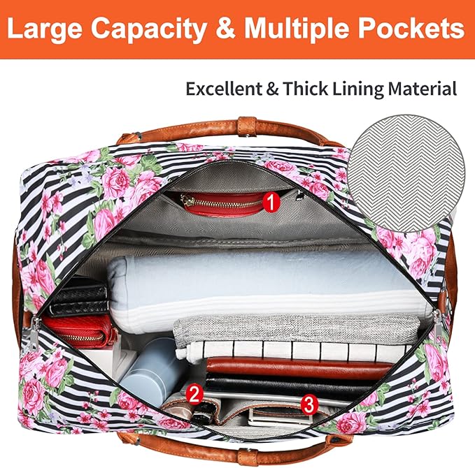 IBFUN Weekender Bags for Women, 21" Weekender Travel Bag, Travel Duffle Bag with Shoe Compartment Carry on Overnight Duffel Bag for Weekend Travel Business Trip, 3PCS