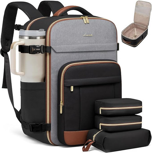 LOVEVOOK Travel Backpack for Women & Men - 17.3 Inch Carry On Backpack & Personal Item Backpack for Airlines, Spacious and Durable Design, with 3 Packing Cubes
