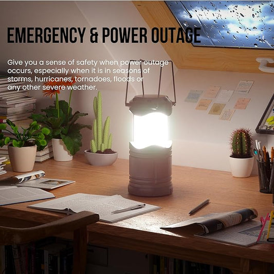 Lichamp LED Camping Lantern, 4 Pack Battery Powered Flashlight for Power Outages, Portable Collapsible Hanging Light Essential for Home, Outdoor, Emergency Lamp Survival Kit Gear for Hurricane, C4