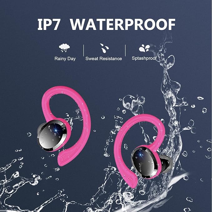 Wireless Earbuds Sport Bluetooth Headphones 5.4, 2025 Bluetooth Earbuds 4 HD Mic, Over-Ear Buds with Earhooks ENC Noise Canceling Earphones, 48Hrs Stereo, IP7 Waterproof Headset for Workout/Running
