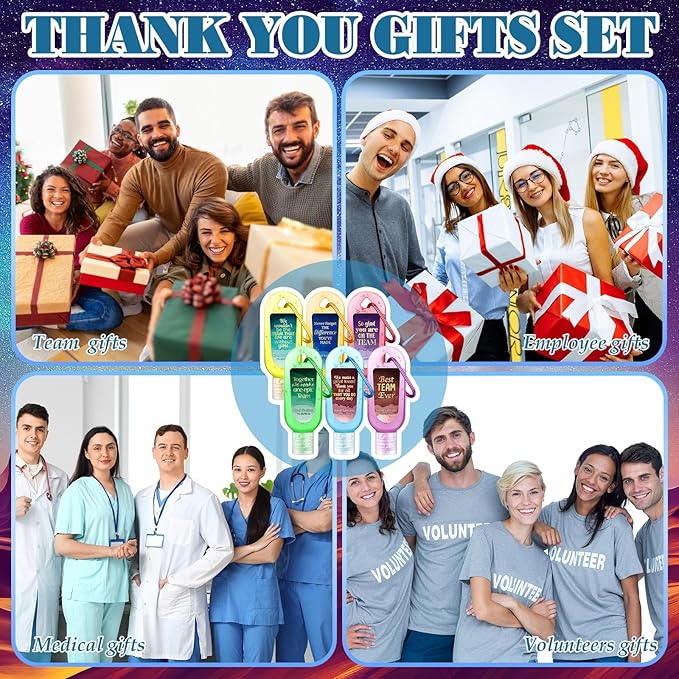 24 Pack Appreciation Hand Sanitizers Keychains Mini Hand Sanitizers Gel Travel Size Appreciation Thank You Gifts Bulk for Employee Staff Coworker Team Teacher Nurse Gift