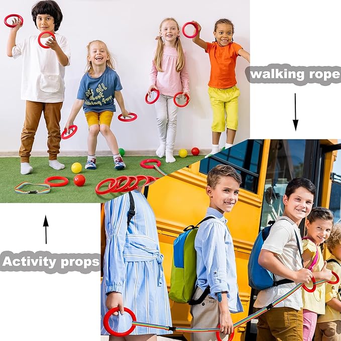 15/20 Sets Walking Rope for Preschool Colorful Toddler Leash for walking in line,Kids Handles Safety Line Wrist Leashes Detachable Transition Rope for Children's School Kindergarten Outdoor Supplies (Blue, 15 sets)