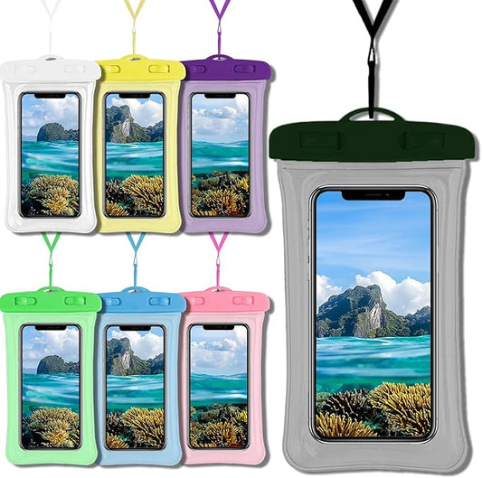 7 Pcs Waterproof Phone Pouch, Universal IPX8 Floating Waterproof Cell Phone Case Dry Bag, Compatible with Most Cell Phone on Market, Waterproof Phone Protector for Beach Swimming