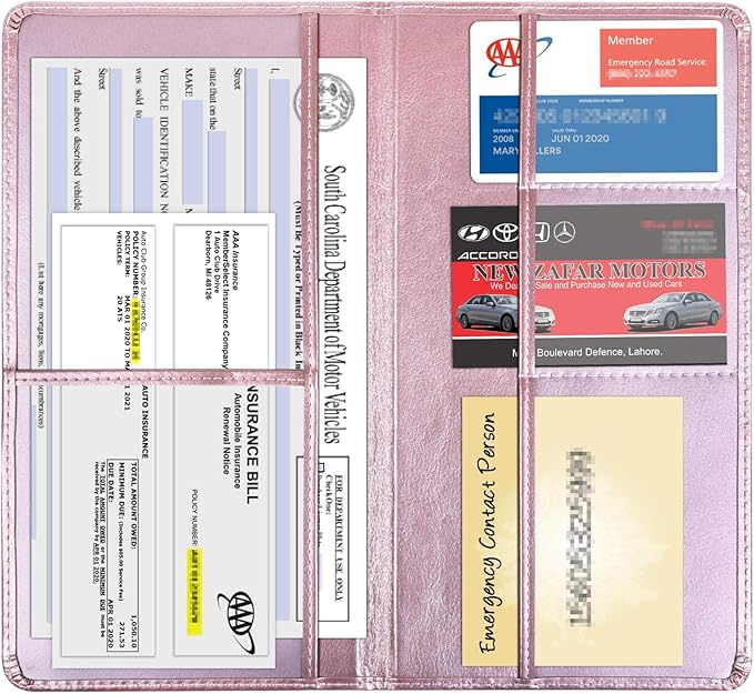 Wisdompro Car Document Holder Organiser, PU Leather Vehicle Insurance and Registration Holders Wallet Case for ID Card, Driving Licence, Key Contact Information Cards