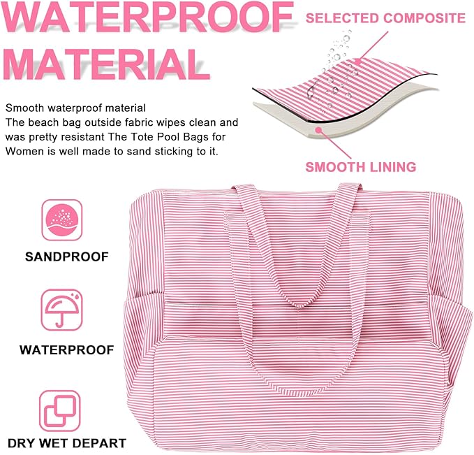Bluboon Waterproof Beach Tote Pool Bags for Women Ladies Extra Large Carry On Bag With Wet Compartment for Weekender Travel