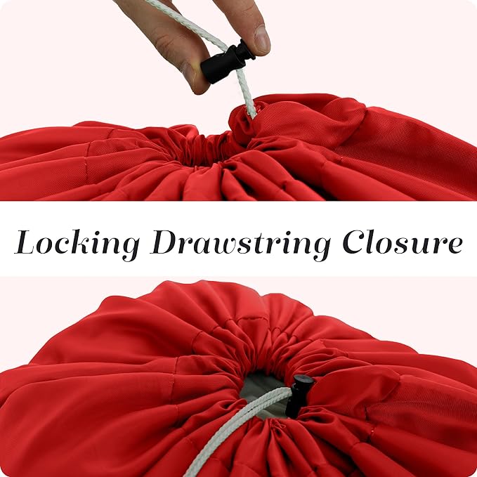 Nylon Laundry Bag - Locking Drawstring Closure and Machine Washable. These Bags will Fit a Laundry Basket or Hamper and Strong Enough to Carry up to Three Loads of Clothes. (Red)