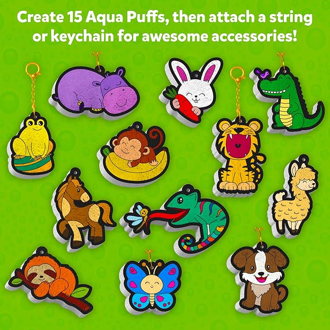 Skillmatics 3D Art Kit - Aqua Puffs Animals, Stocking Stuffers, Paint by Number Craft for Kids, DIY Color & Inflate Activity, Travel & Chirstmas Gift for Girls & Boys Ages 4, 5, 6, 7, 8, 9, 10
