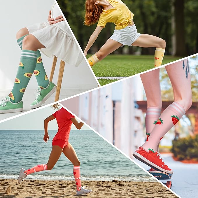 fenglaoda Compression Socks for Women Men Support Circulation 6 Pairs Socks For Nurse, Travel, Flight