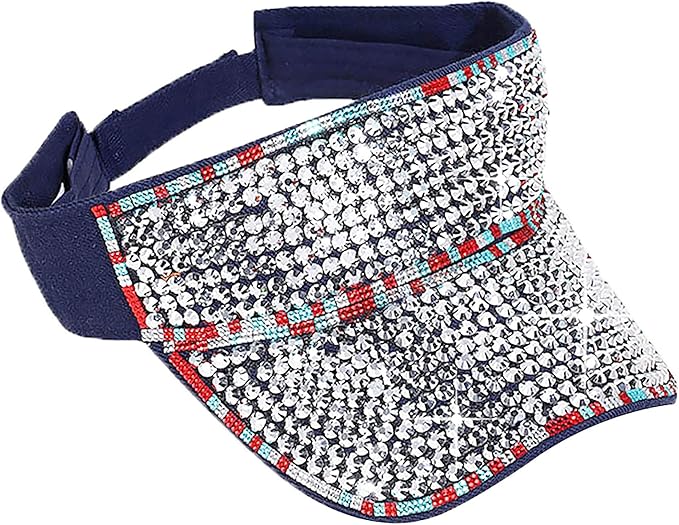 Bling Shiny Rhinestone Sports Sun Visor Hat for Women Summer Adjustable Breathable Beach Visor Caps Running Golf Sun Hat