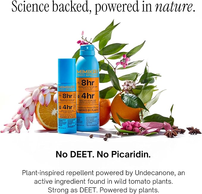 Mimikai Mosquito and Tick Repellent Spray, DEET-Free for Skin and Outdoor Use, Plant-Powered Skincare, 5.5oz