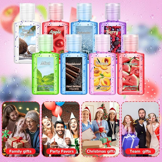 Frienda 24 Pcs Mini Hand Sanitizers Bulk Travel Size Scented Hand Sanitizers 1 Fl oz Lavender Vanilla Assorted Floral Scents for Guests Christmas Stocking Stuffers Nurse Coworker Teacher Office Gifts
