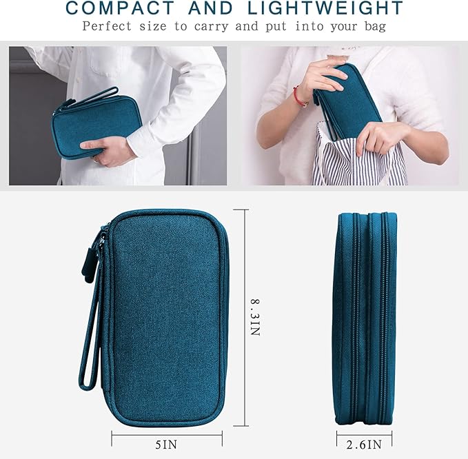 Skycase Electronic Organizer Travel Case - Waterproof Travel Cord Pouches for Organization, Cable Organizer, All-in-One Double Layers Storage Bag for Accessories, Charger, Cable, Green