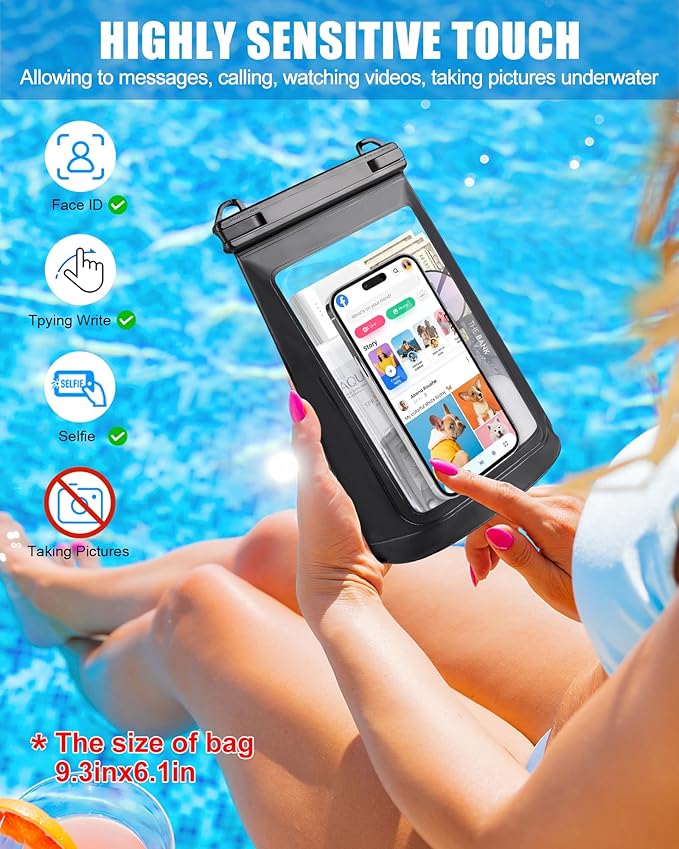 Waterproof Phone Pouch for iPhone 16 15 14 11 Pro Max & Galaxy S24 S21 - Floating Large Capacity Dry Bag Stores Sunscreen, Sunglasses - Oversized Waterproof Bag for Beach, Swimming, Kayaking