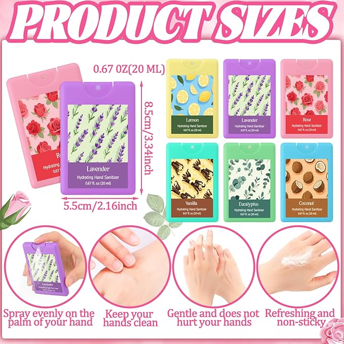 24 Pack Hand Sanitizer Spray Bulk Scented Travel Size Hydrating Hand Sanitizers Power Mist for Coworker Employee Christmas Party Favors Treat Goodie Bags Stocking Stuffers
