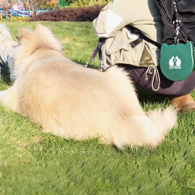 RUNROLE 2-in-1 Collapsible Silicone Dog Travel Bowls, Slot Together and Use Separately, Portable Pet Food Water Bowls, Foldable Cat Feeding Watering Dishes, 20OZ+27OZ(Forest Green)