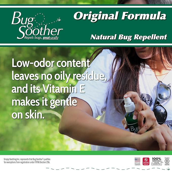 Bug Soother Spray (4 bottle, 2 oz) - Natural Mosquito, Gnat and Insect Deterrent & Repellent with Essential Oils - 100% DEET-Free Safe for Adults & Environment - Made in USA - Includes 1 bottle 1 oz