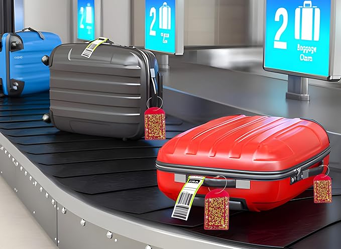 Glittering Red Diamond Luggage Tag - Sparkling Rhinestone, Bling Baggage Identifier for Suitcases & Handbags & Backpack - Stylish Travel Accessory, 2 Pcs