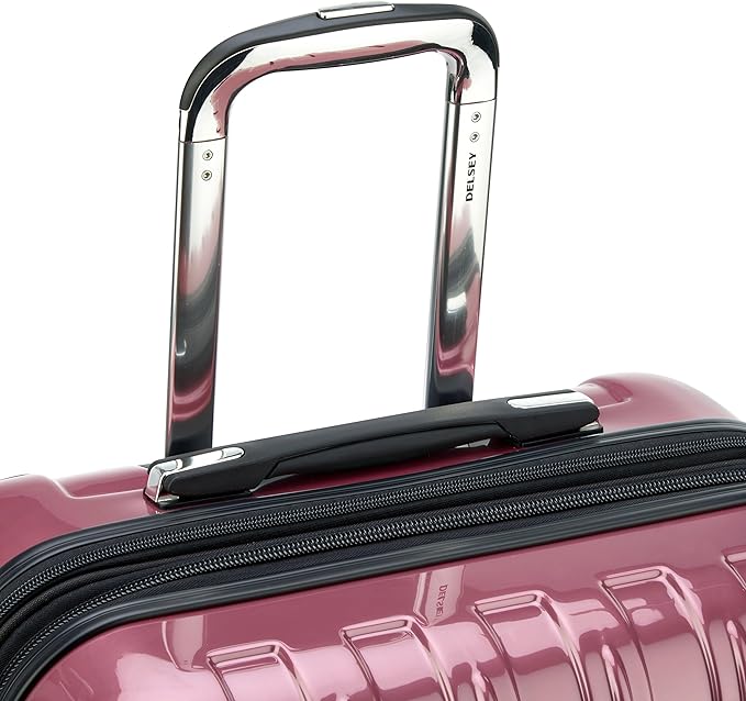 DELSEY PARIS Helium Aero Hardside Expandable Luggage with Spinner Wheels, Peony Pink, Checked-Medium 24 Inch
