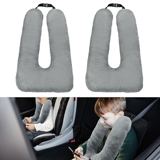 2 Pcs Travel Pillow Car Sleeping Kid Neck U Shaped for The Back Seat Adults Children Head and Body Support Long Distance Journey Accessories (Gray)