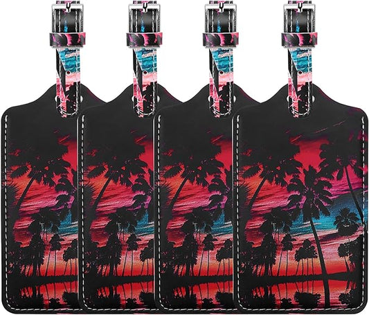 4 Pack Luggage Tag for Suitcases TSA Approved, Leather Suitcase Tags Identifiers, Cute Bag Name Travel Tags ID Labels for Women Men Cruise Airport Luggage Travel Essentials by Sodsay