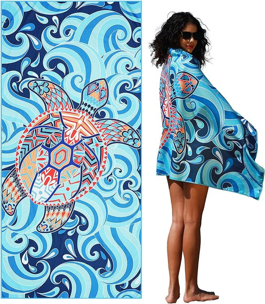 Microfiber Lightweight Thin Beach Towel Sand Free Quick Dry Absorbent Compact Towels for Swimming Pool Camping Beach Accessories Large Easy Pack Travel Things for Vacation Essentials Gift Adult