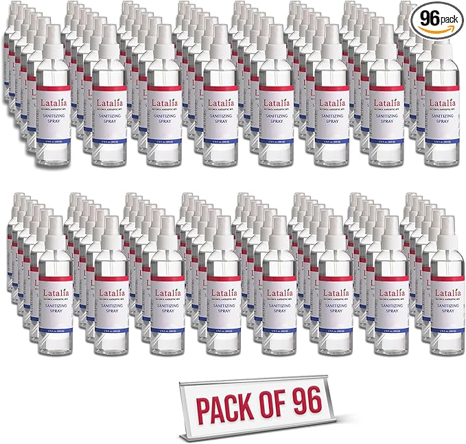Latalia Unscented Hand Sanitizer Spray Refill Pack of 96 | 6.67 Fl oz with 80% Alcohol Bulk Hand Sanitizer Travel Size | Hand Sanitizing Spray For Quick Dry Hand
