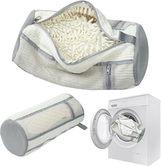 Shoe Washing Machine Bag, 2PCS Reusable Shoe Bag for Washing Machine, 360° Deep Cleaning Shoe Washing Bag for Sneakers, Laundry Shoe Bag for Washer & Dryer, Fits All Shoe Types (Off WHITE)
