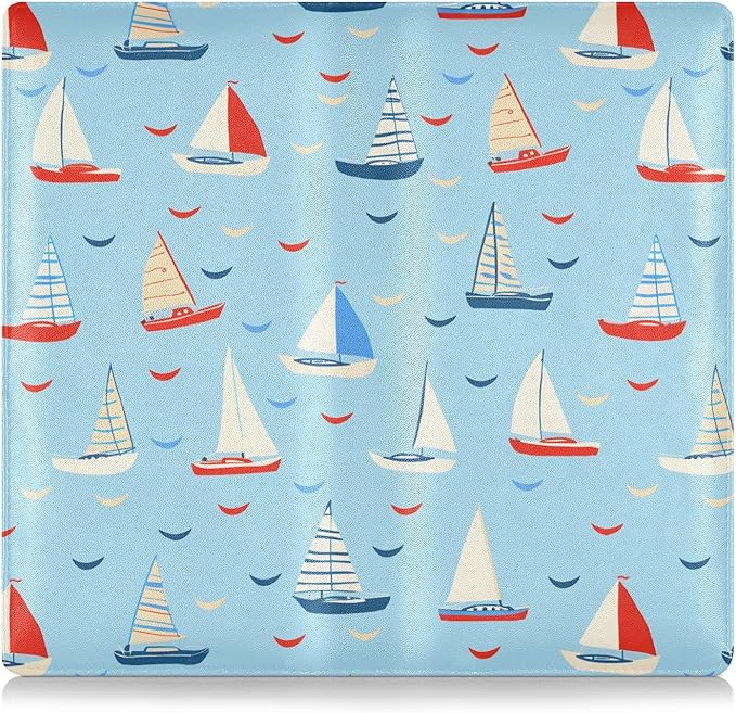 Boats Print Car Registration and Insurance Holder Leather Vehicle Document Glove Box Organizer for License Cards Accessories