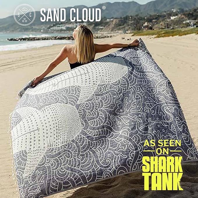 Sand Cloud Extra Large Turkish Beach Towel - Free 100% Organic Cotton Yarn Quick Dry for Beach, Picnic, Blanket or Bath As Seen on Shark Tank Marine Life (Whale XL)