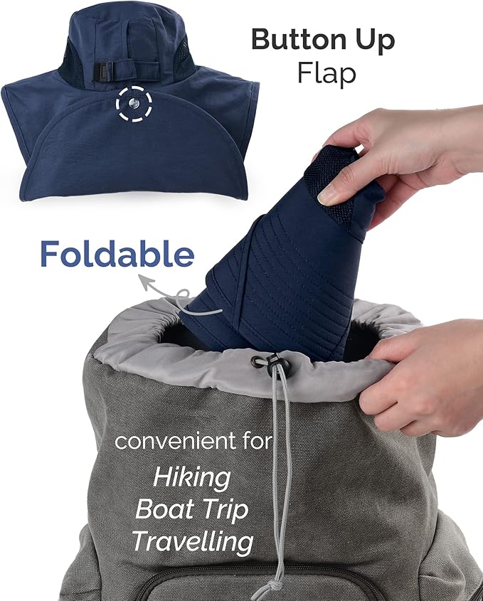 Camptrace Sun Hats for Women Men UPF 50+ UV Protection Wide Brim Hiking Fishing Hat with Neck Flap