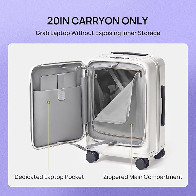 NINETYGO Large Checked Luggage 28 Inch, Top Opening Luggage Checking In Luggage, Expandable, PC Hard Shell, Larger Capacity Checked, TSA Lock, 360° Spinner Wheels (White, Hobo Pro)
