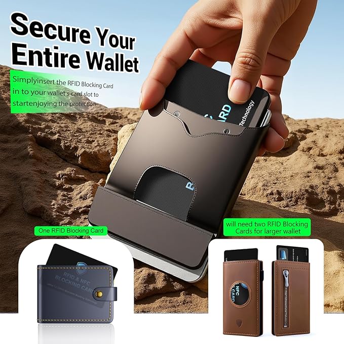 Updated Version-6 Pack RFID Blocking Cards Premium Contactless NFC Debit Credit Card Passport Protector Blocker Set for Men & Women, Smart Slim Design Perfectly fits in Wallet/Purse (6)