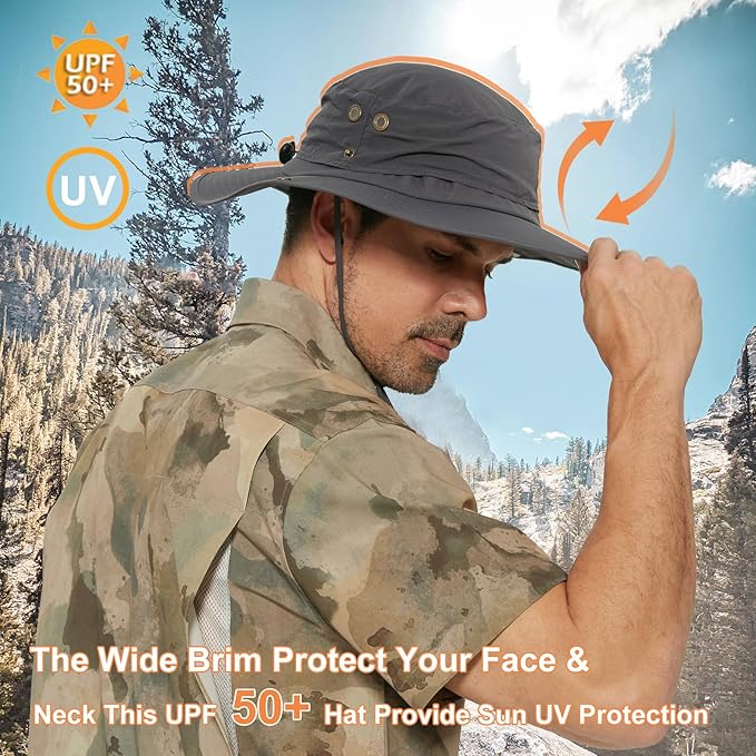 Plus Size XL XXL Sun Hats for Men Bucket Boonie UV Protection UPF50+ Waterproof Wide Brim Foldable Fishing Beach