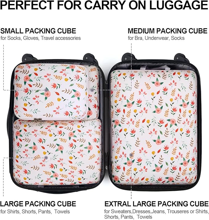 Gonex Compression Packing Cubes, 3pcs/4pcs Expandable Storage Travel Luggage Bags Organizers