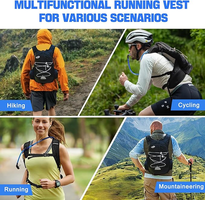 20L Hydration Backpack Pack with 2L Water Bladder Lightweight Hiking Backpack for Women Men, Adjustable Chest Straps Running Hydration Vest for Hiking, Cycling, Climbing