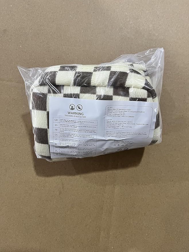 Prite Corduroy Makeup Bag Quilted Makeup Bag Large Floral Cosmetic Bag for Women Cute Travel Toiletry Bag with Handle(Light Checkerboard)